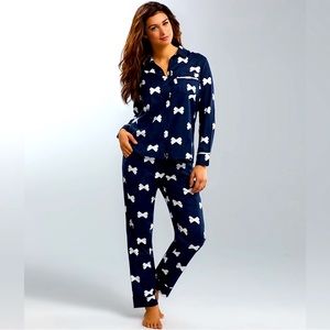 Kate Spade Pajama set black with white bow graphic Size S